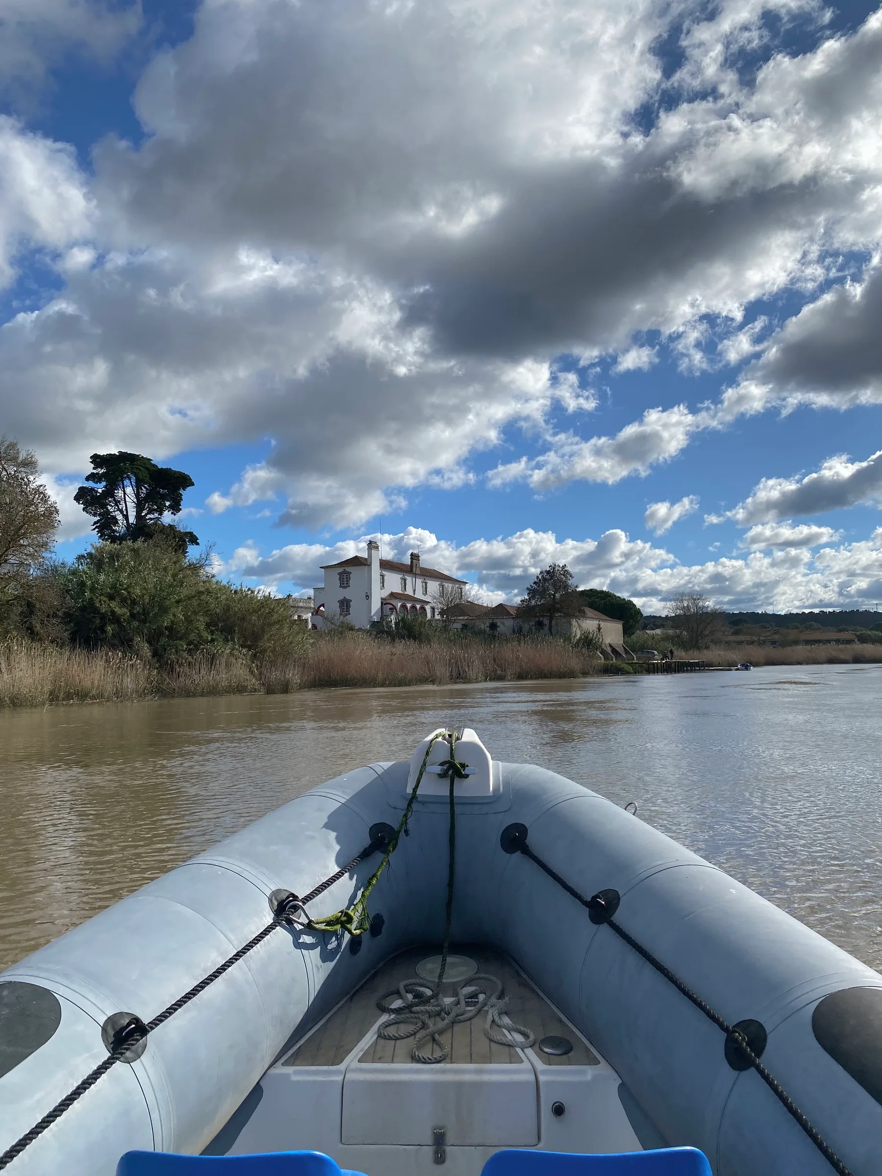 Mourisca Tide Mill seen from the river